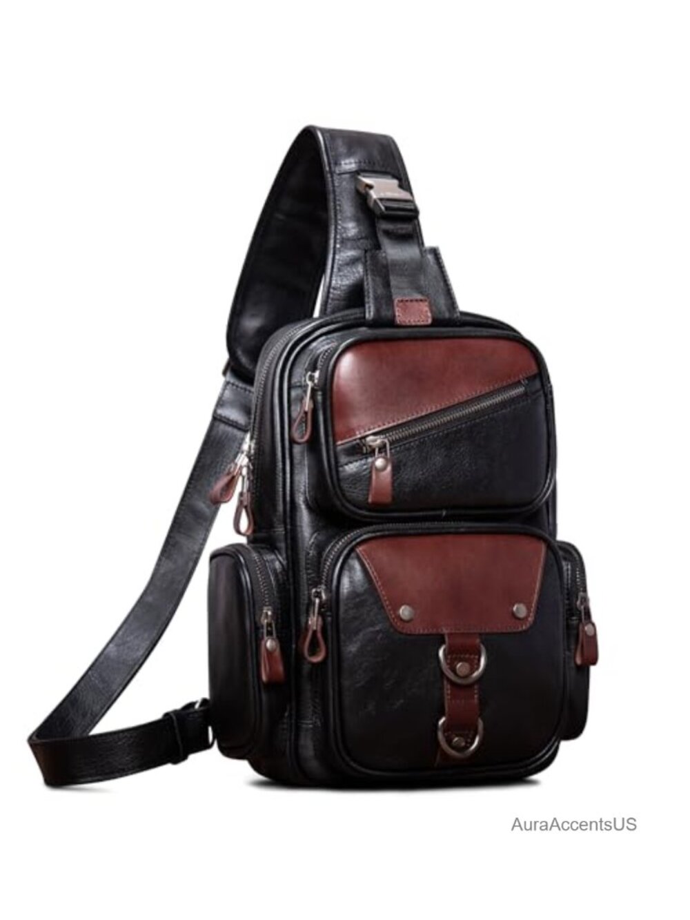 Genuine Leather Sling Bag Crossbody Shoulder Backpack Anti-Theft Travel